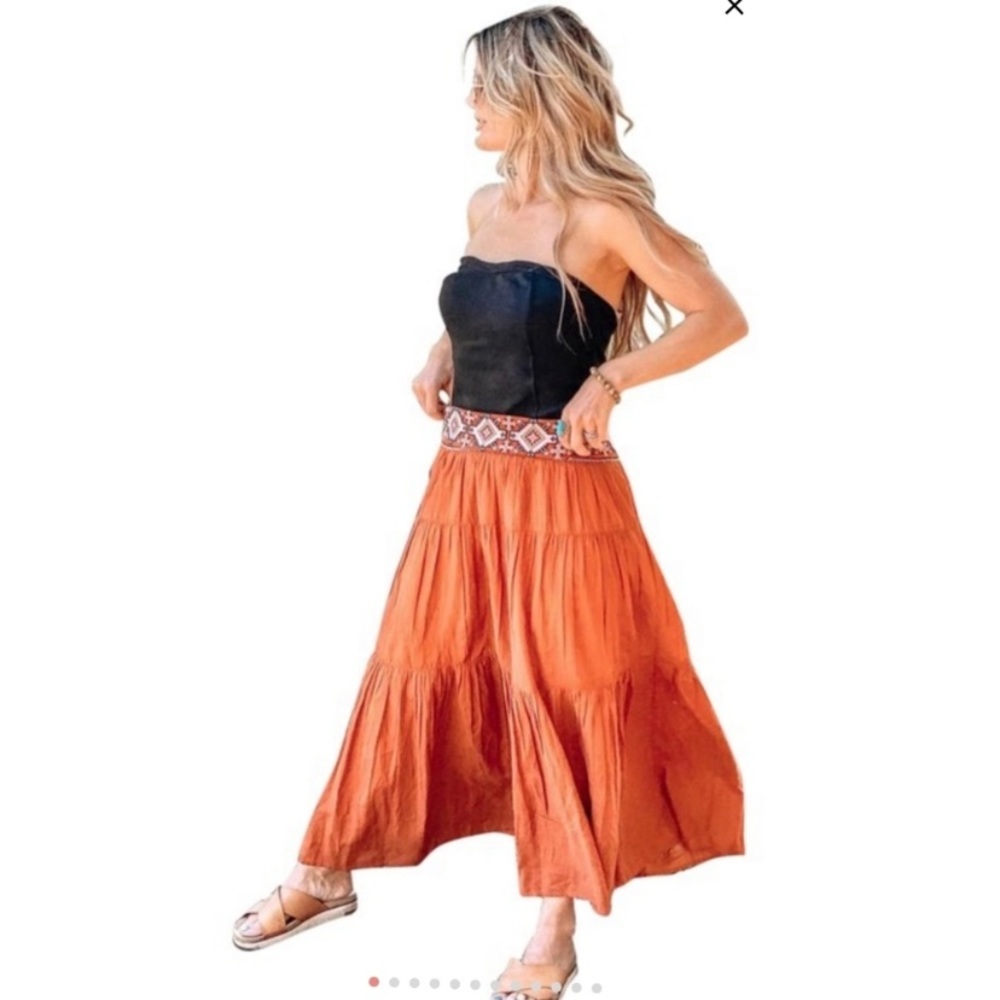 Anthropologie Beaded Maxi Skirt In Orange - Picture 4 of 9